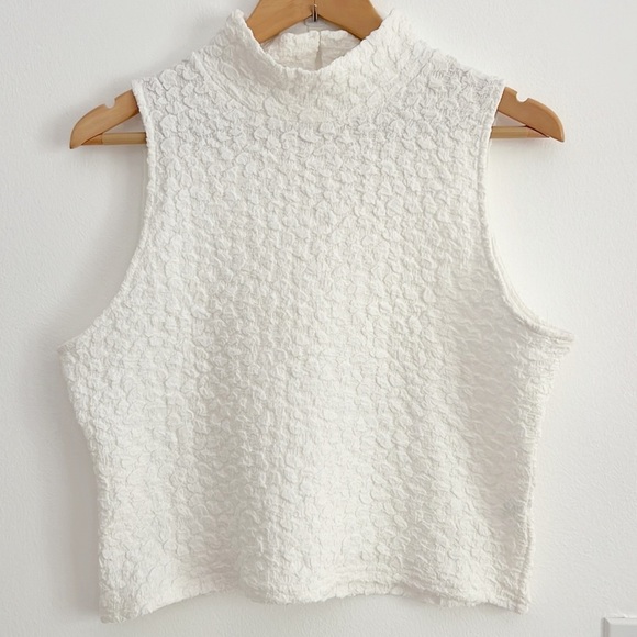 Anthropologie Blue Tassel Popcorn Crop Tank Top White Ivory NWT - Picture 7 of 16